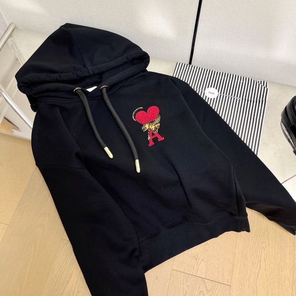 Ami Paris Love Embroidered Hoodie - Picture 5 of 9